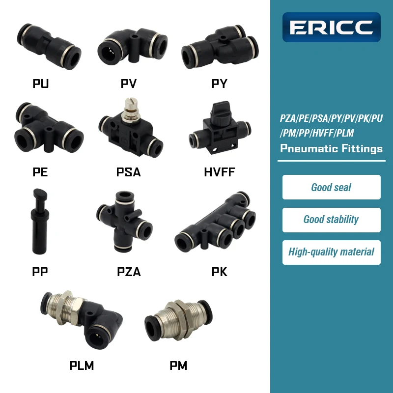 Pneumatic Fitting Pipe Connector Quick Release Coupling 4 6 8 10 12mm PU PV PE HVFF PY PZA PK PM PSA PP PLM Tube Connectors