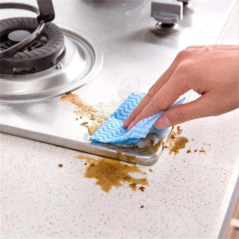 80Pcs/lot Washing Dish Towel Environmental Disposable Magic Kitchen Cleaning Cloth Tool Non-stick Towel Bag Oil Wiping Rags