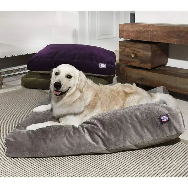 

Villa Velvet Rectangle Pet Bed For Dogs, Removable Cover, Vintage, Small