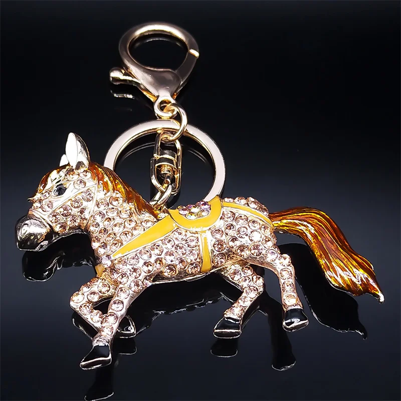 Fashion Horse Keychain for Women Men Gold Color Animal Key Chains Holder HandBag Pendant for Car Best Gift Jewelry llaveros