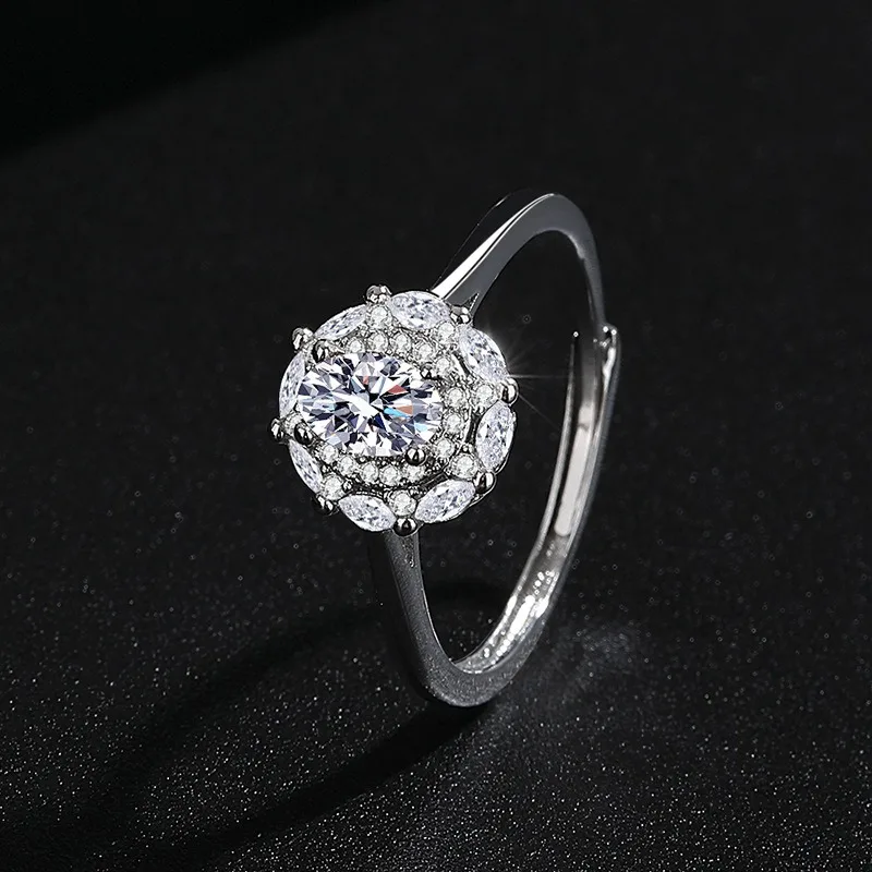 Pierścionek damski w kształcie jajka z diamentem, popularny w Europie i Stanach Zjednoczonych, wysokiej jakości, lekki luksus, prosty, uniwersalny, podkreślający temperament.