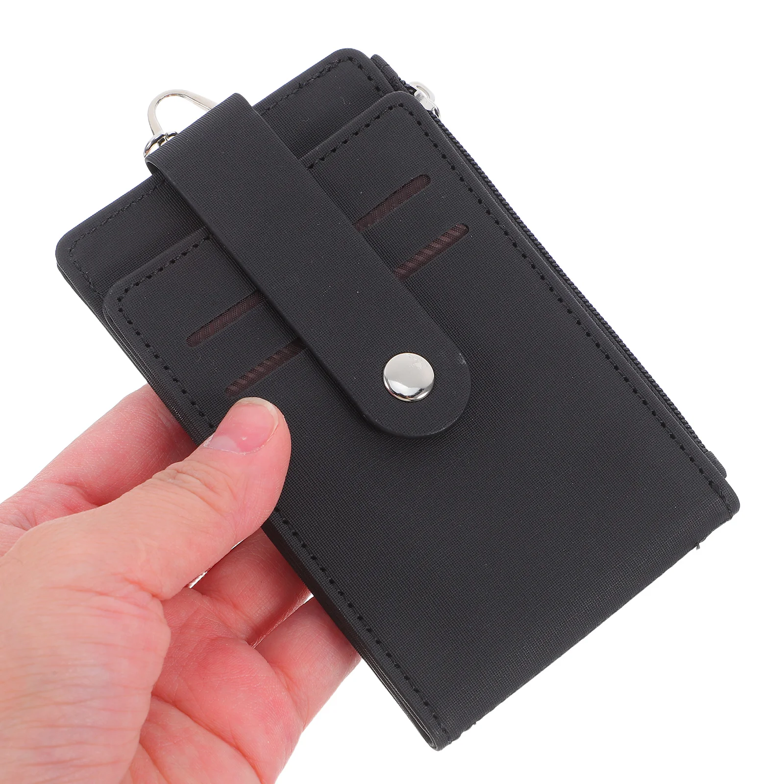 

Multifunctional PU Card Holder with Key Ring for ID Badge Bus Pass Wallet Case Large Capacity Office Business Black