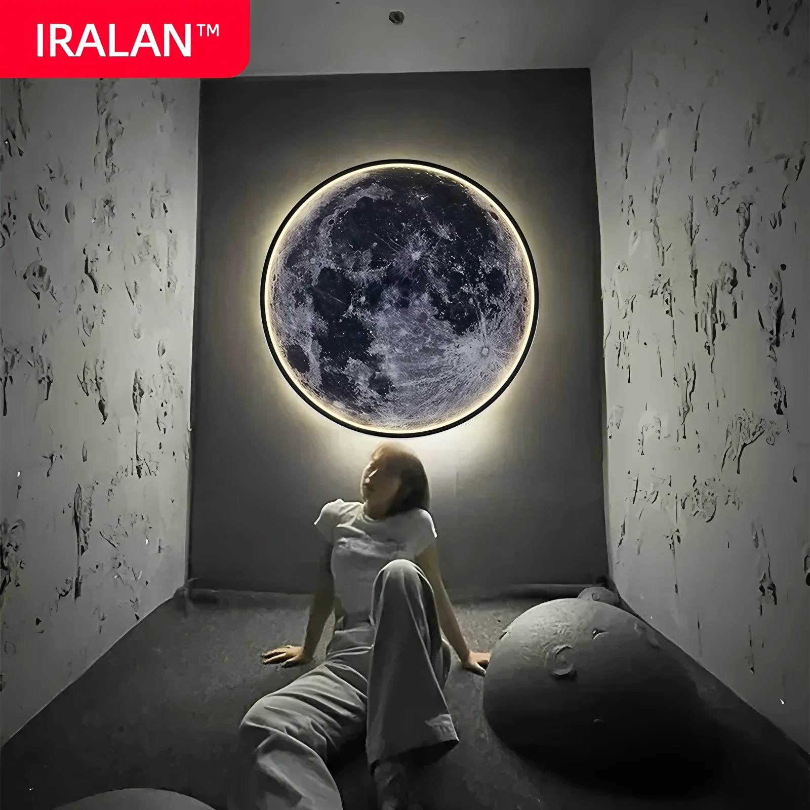 IRALAN Lampada da parete a LED lunare Luminosità Illuminazione per interni Camera da letto Soggiorno Ambiente rilassante Decorazione della casa Luce lucida