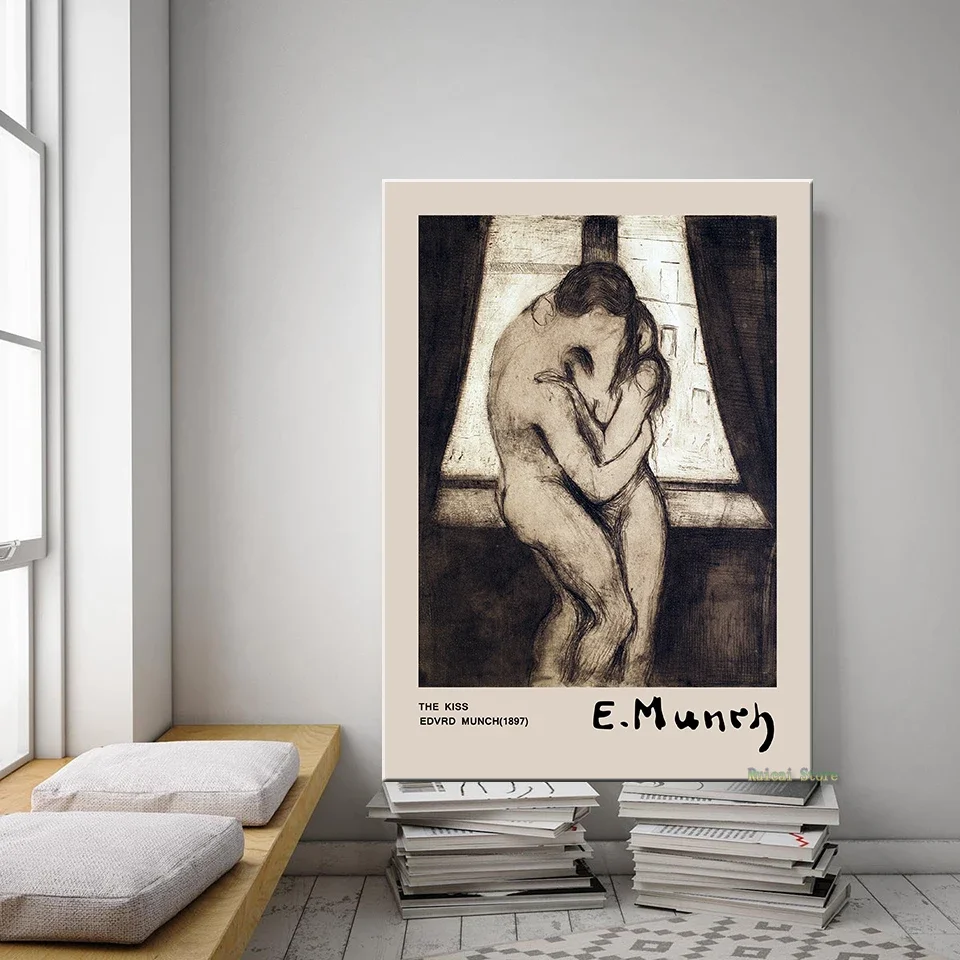 Póster de Edvard Munch, El Grito, Decoración de Pared, Lienzos Famosos, Reproducciones de Pinturas, Arte Abstracto Clásico, Decoración del Hogar