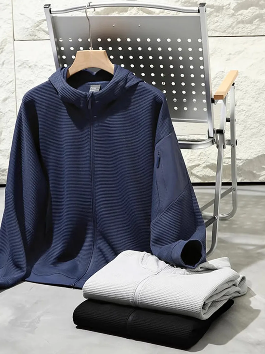 

Мужская повседневная спортивная куртка для активного отдыха, весенняя, легкая, с роскошной текстурой, 3D-кроем, капюшоном, универсальная, из полиэфирного волокна