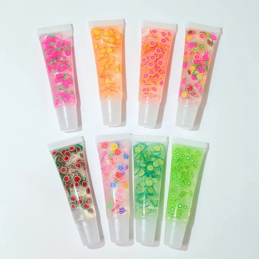 

10ml Soft Pottery Fruit Filler Student Moisturizing Lip Gloss Nourish Non-sticky Lip Makeup Cosmetics Private Label Custom Bulk