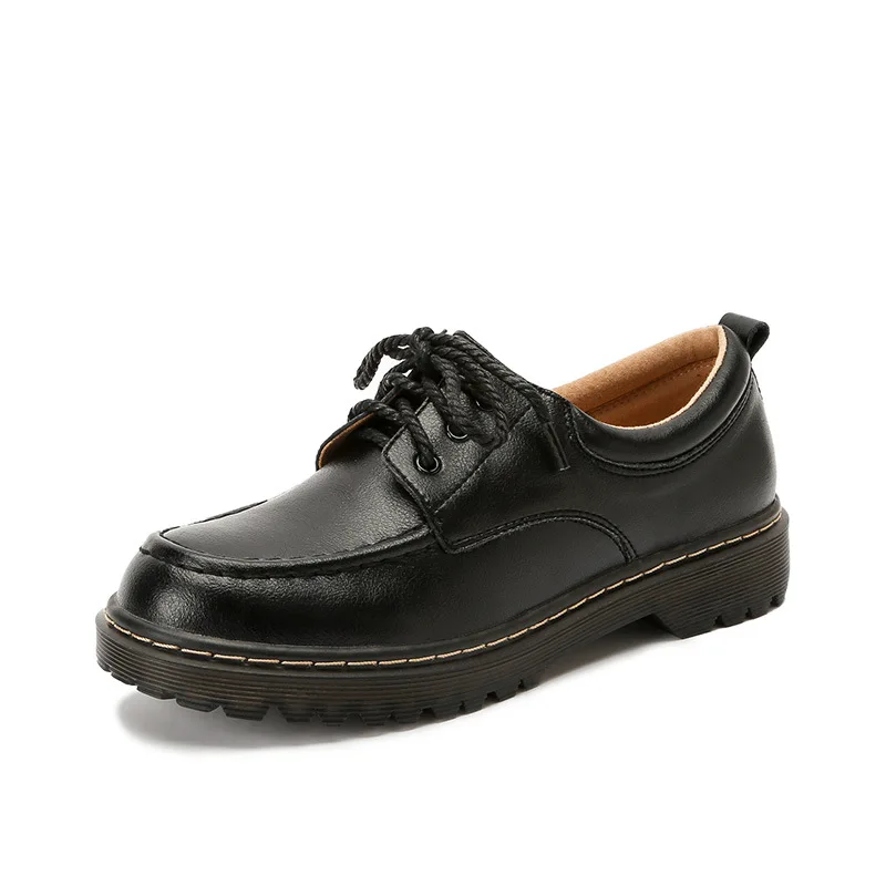 

Women Cow Leather Shoes Cow Muscle Sole Work Shoes England Designer Flats High School Students Leather Shoes