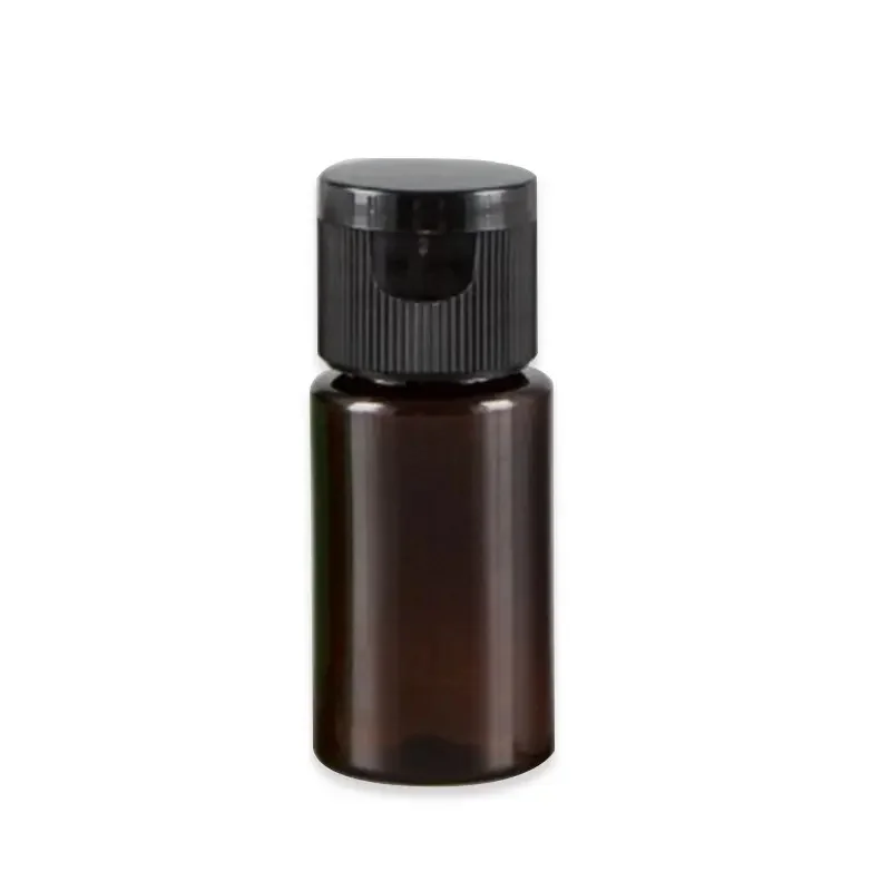 100pcs 10ml Empty Brown Plastic Sample Bottle With Flip Cap Mini Cosmetic Travel Container Jars