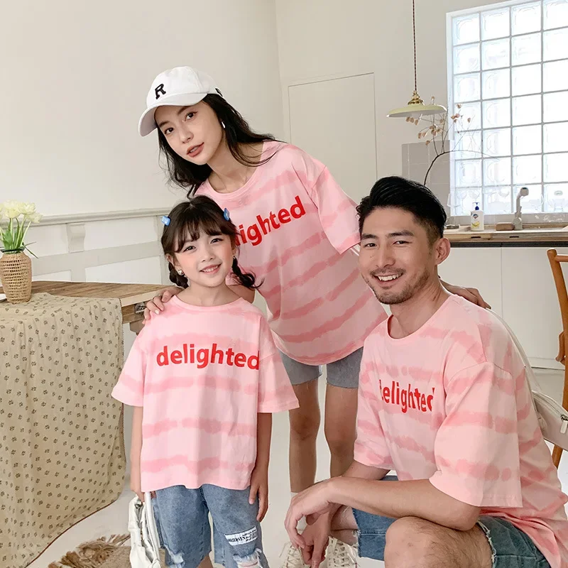 

2024 Family T-shirt Father and Daughter T-shirts Mother and Son Equal Clothes Summer Kids Cotton Tee Shirt Parent-child Clothes