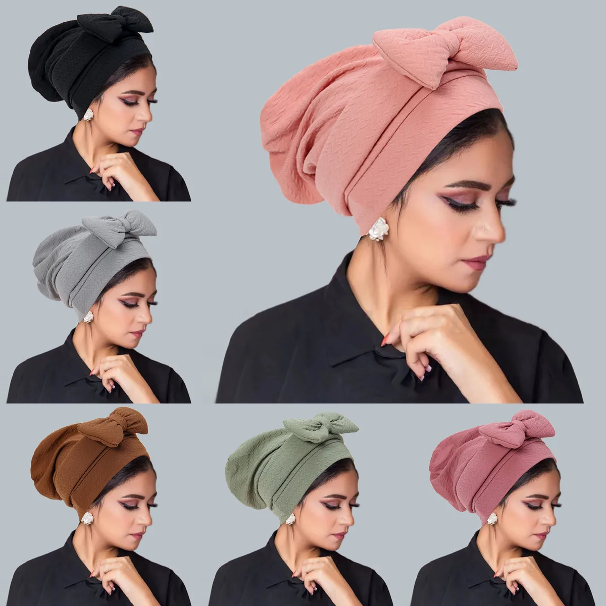 

2025 Indian Turban Hijab Elegant Woman's Turban Cap with Bowknot African Ready Gele Headtie Lady Headwrap Bonnet Turbante Mujer