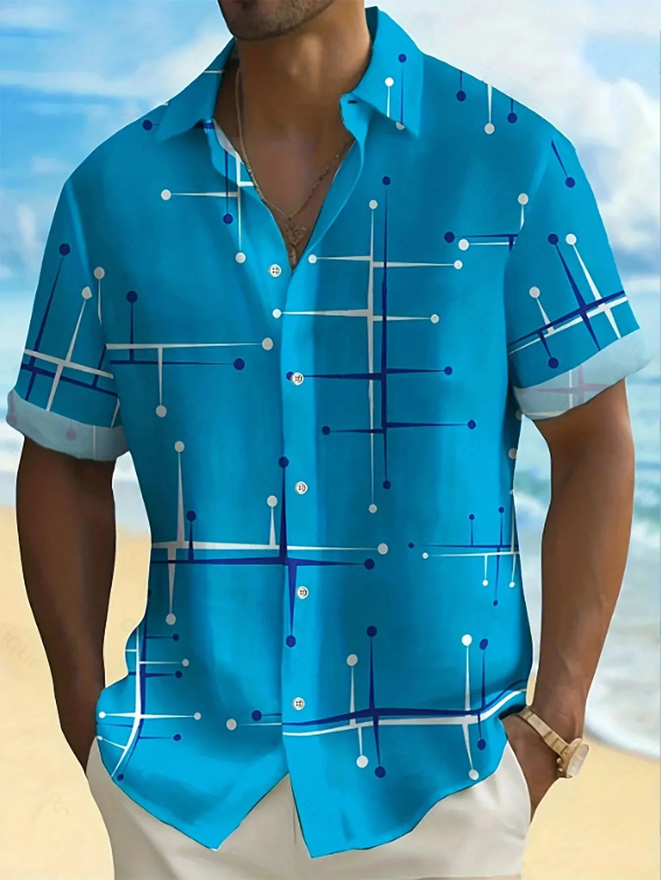 Summer men\'s new 11-color 3D high-definition pattern short-sleeved shirt Hawaiian holiday leisure large size XS-6XL