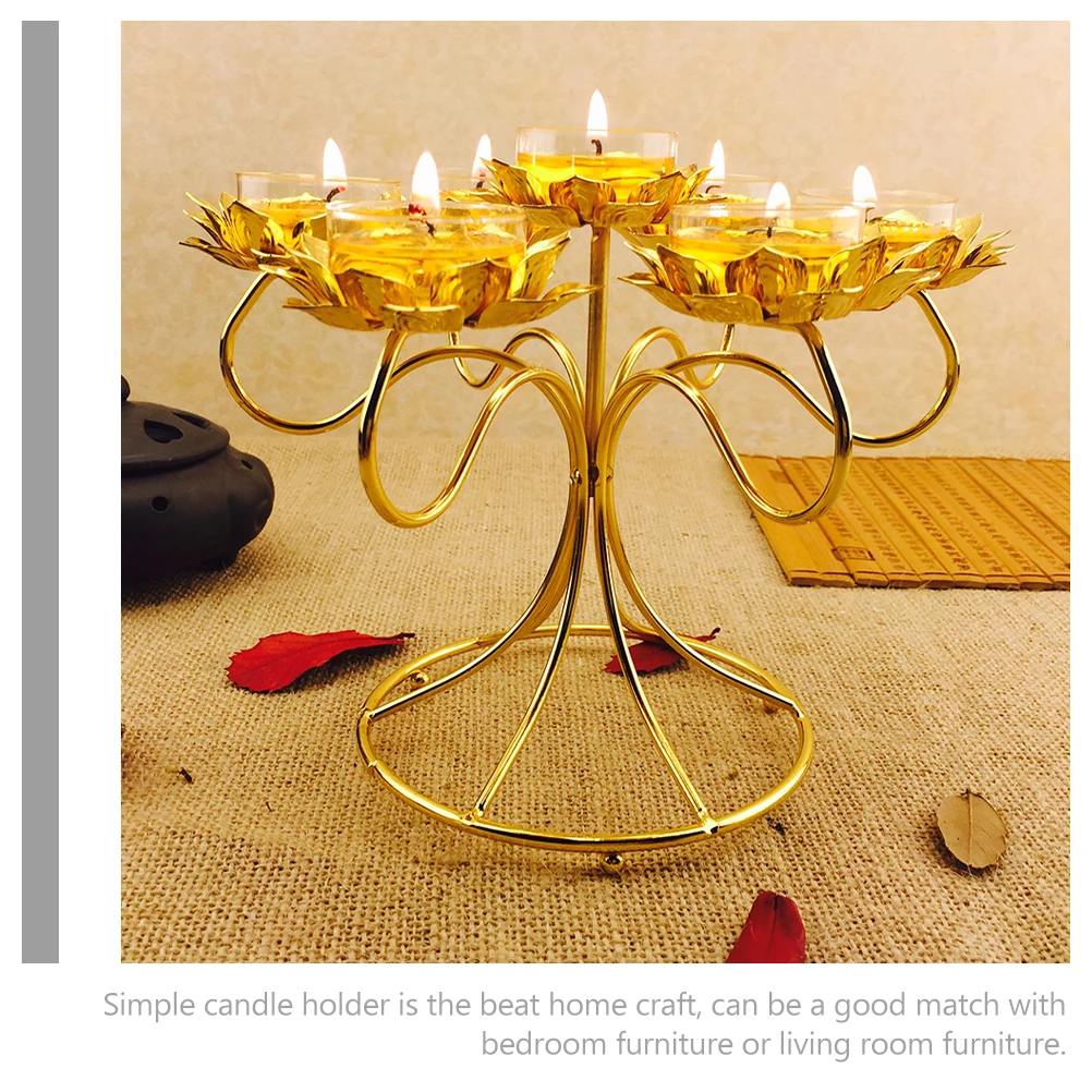 

Lotus Shaped Metal Holder Vintage Style Alloy Tealight Stand Decorative Candlelight for Home Wedding Party