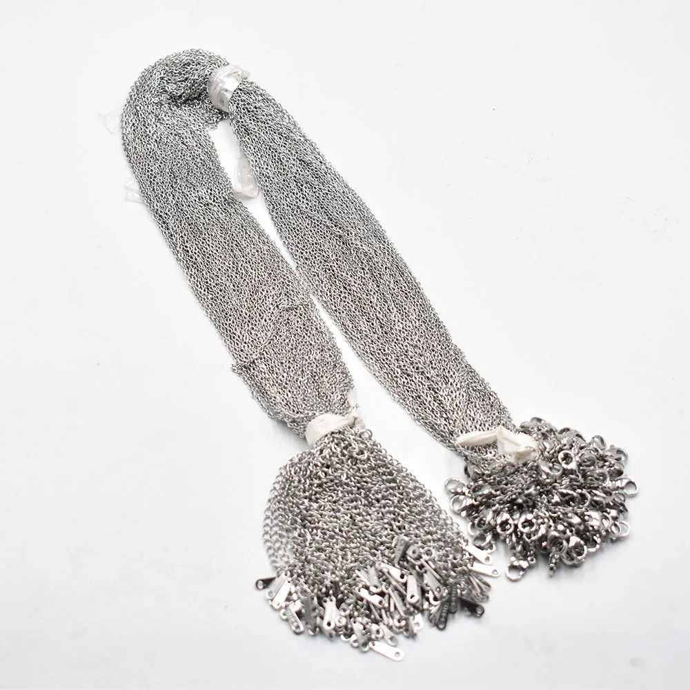 Wholesale 1.5mm 2mm 45+5cm 60+5cm stainless steel Necklace Rope Chain Lobster Clasp DIY Jewelry Accessories 100pcs/lot free image 3