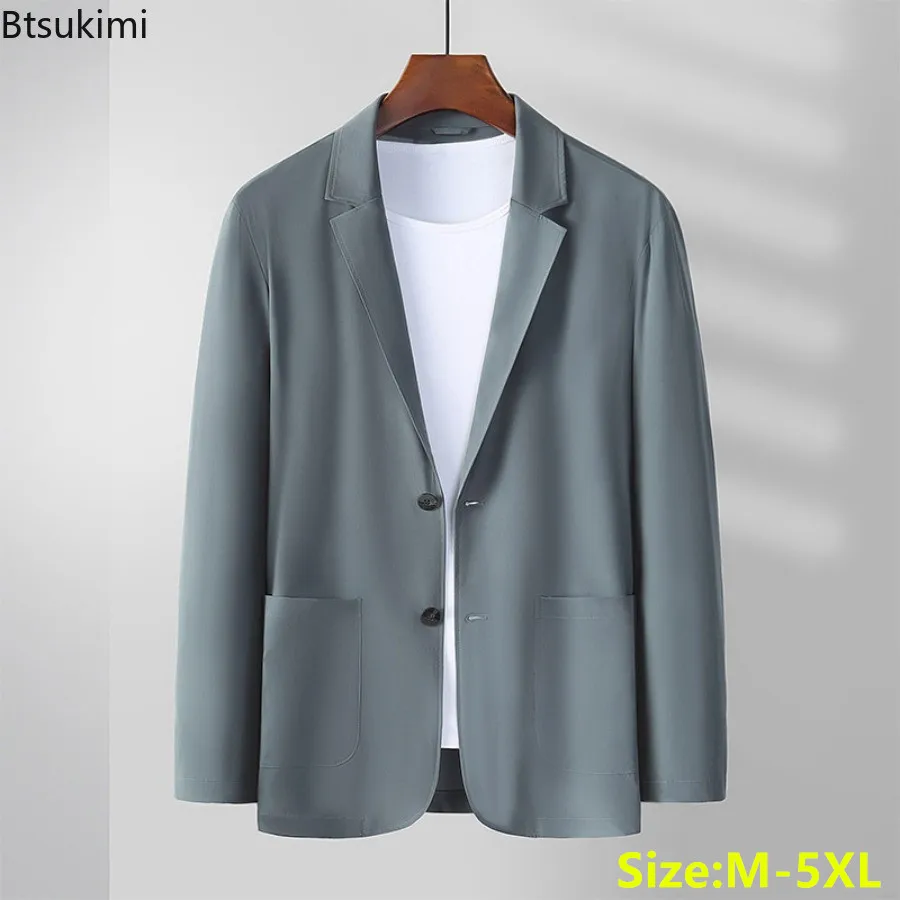 

2024 High-end Men's Thin Blazer Jacket Fashion Casual Slim Light Business Suit Coats Men Trend Two-button Blazers Versatile Tops