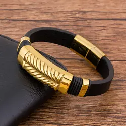 TYO Luxury Trendy Braided Rope Gold Color Magnetic Leather Bracelet Men Charm Bangles Jewelry Accessoris Gift For Boy Friend