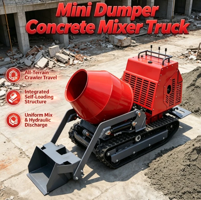 

Customized 300L Self-feeding Mini Concrete Mixer Crawler-type Pump Motor High Efficiency 2M/H CE Certified Hydrostatic Tracks 15