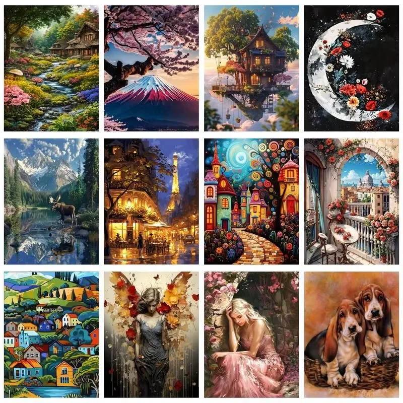 Diamant-Malerei Hauslandschaft Diamant-Mosaik Handgemachte Kunst Exquisites Kreatives Geschenk Heimdekoration