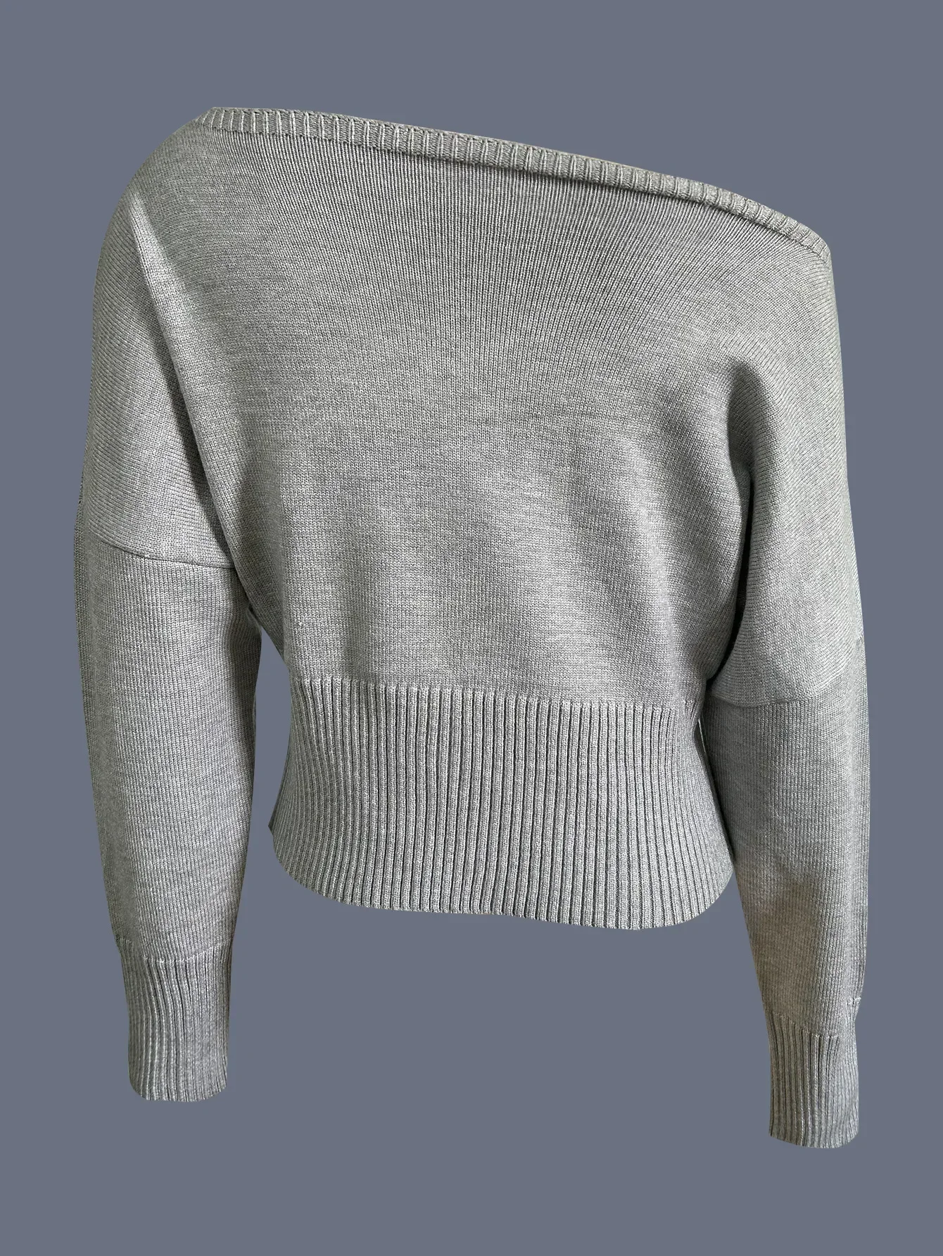 Elegant One Shoulder Beige Knitted Sweater Women's Pull Waist Off-Shoulder Sweatshirt Jumper Pullovers Clothes Autumn Winter New
