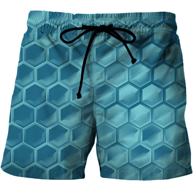 Colorful Square Lattice 3D Print Beach Shorts Men Women Kid Fashion Cool Short Pants Summer Casual Sport Ice Shorts Swim Trunks