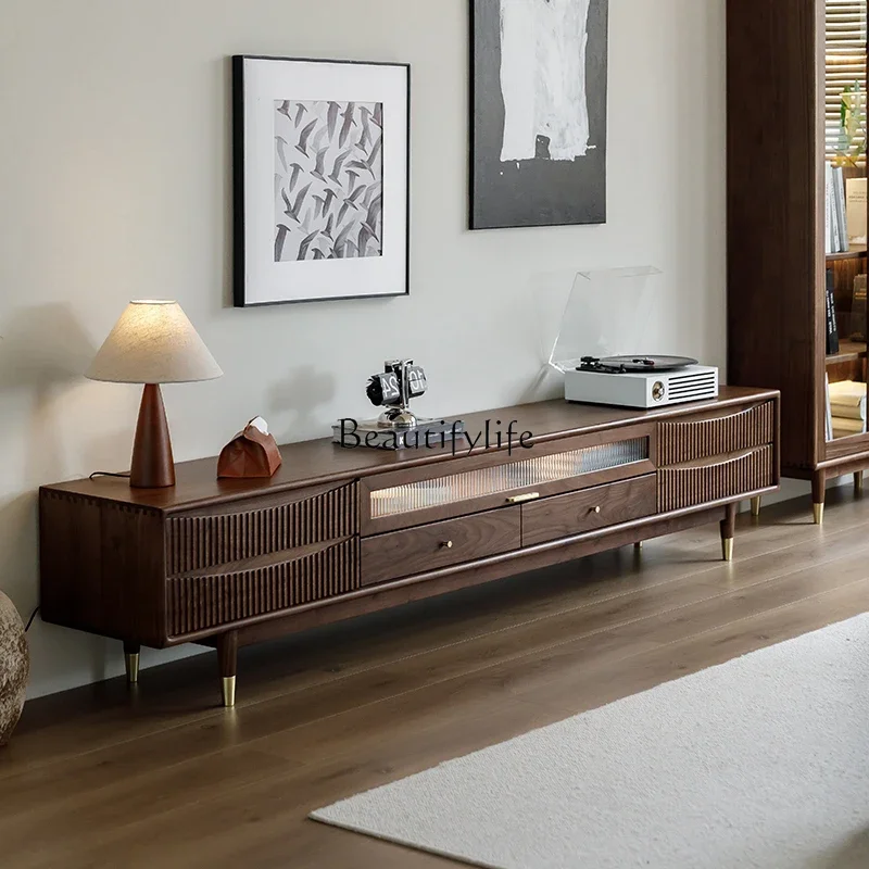 

3North American black walnut TV cabinet All solid wood Nordic storage tall floor cabinet
