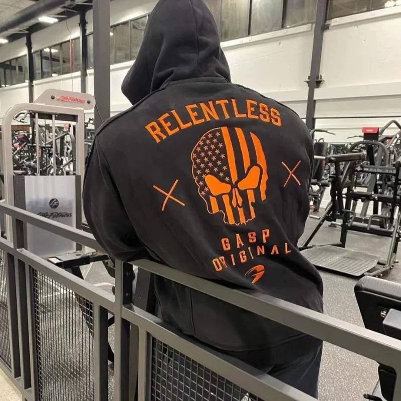 

Men's Muscle Fitn Dog Embroidery Hoodie Training Top Loose Outerwear Cotton Polyester Blend Breathable Zipper Closure