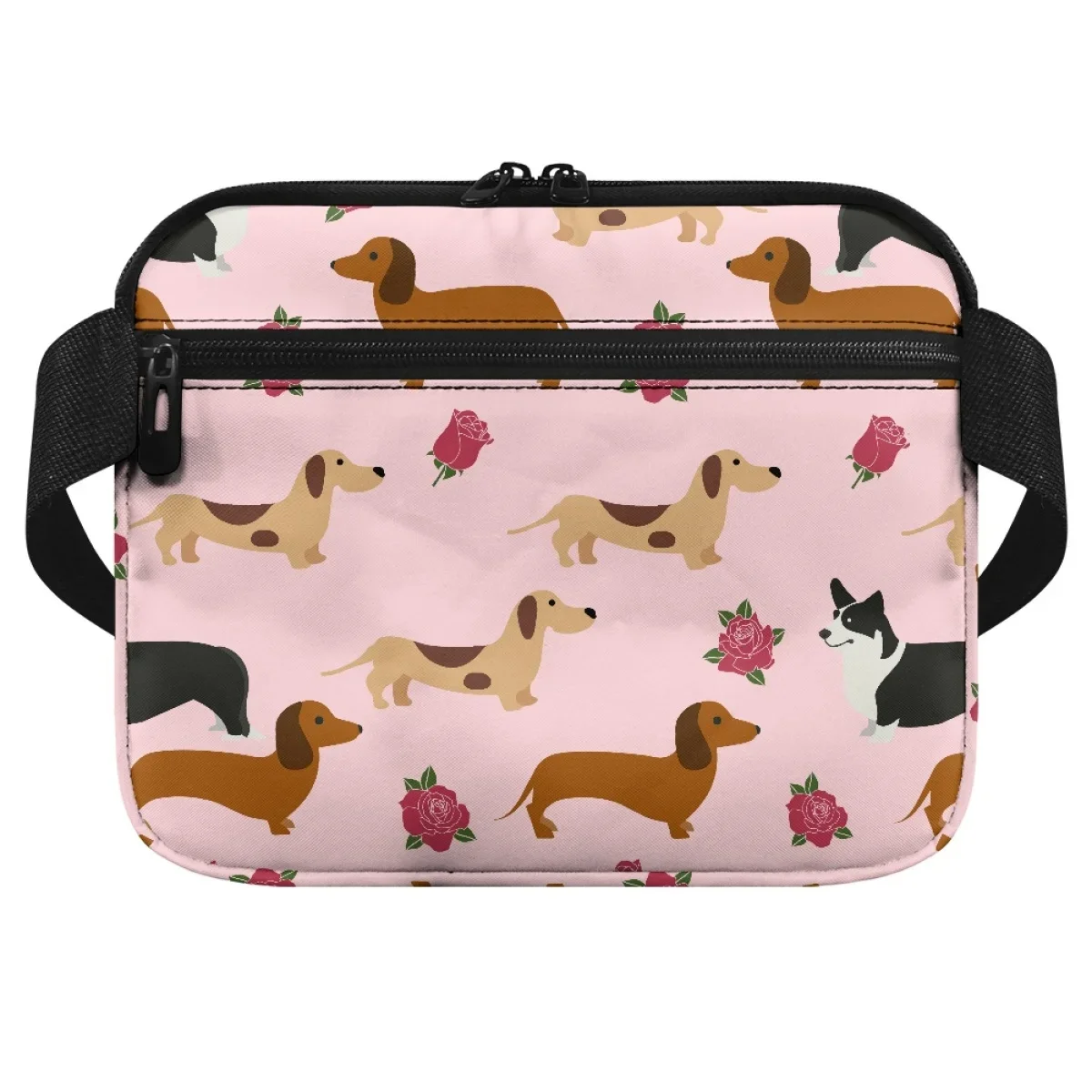 Nurse Fanny Pack Cute Cartoon Dachshund Floral Designer Casual Ladies Nursing Organizer Pouch Adjustable Waist Strap Hip Bags