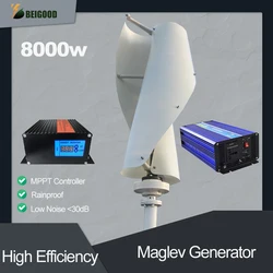 High Power New Energy Wind Generator 8000W 10000W Vertical Turbine Motor Household Windmill, With Mppt Controller, Free Energy