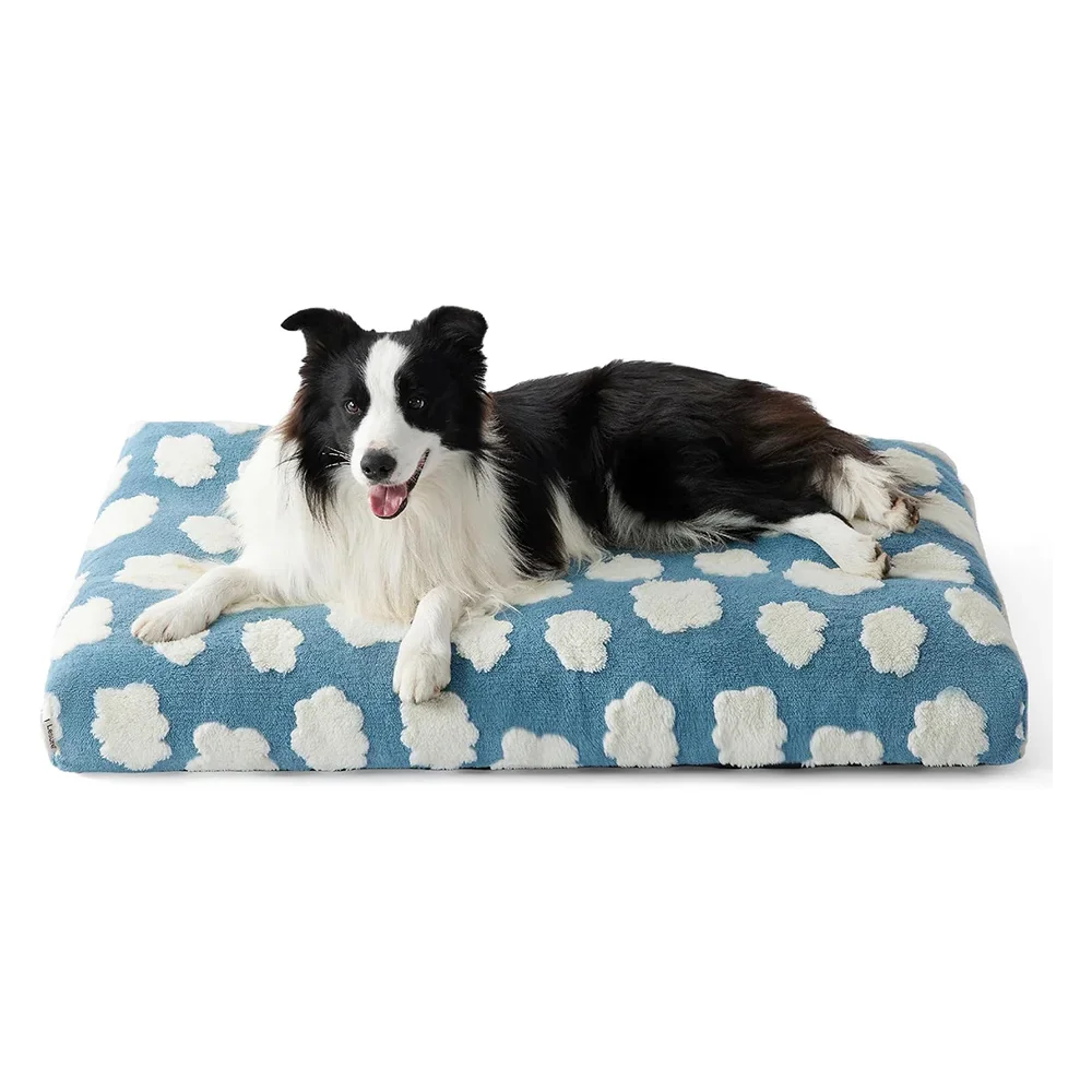 Factory Flower Printing Pattern Dog Bed Machine Washable Cover Pet Bed Square  Customized Big Size Luxury Dog Puppy Bed