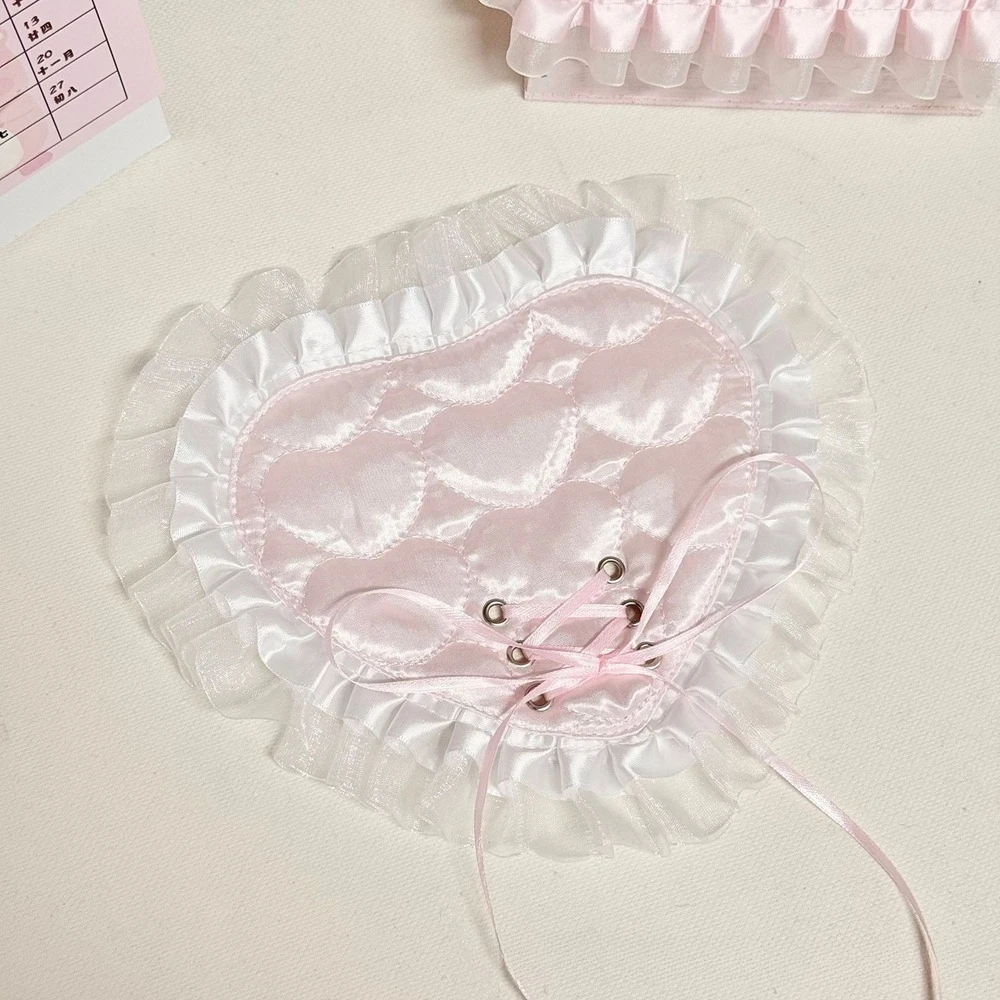 Korean Coasters Lace Heart-shaped Coaster Cute Girl Hearts Cotton Insulation Anti Slip Coasters Home Decoration Accessories view 3