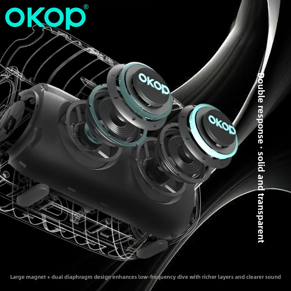 مكبر صوت بلوتوث OKOP، سطح مكتب منزلي، محمول خارجي، محمول باليد، إضاءة RGB مع مضخم صوت، مكبر صوت للحفلات الخارجية، TF USB LED #3