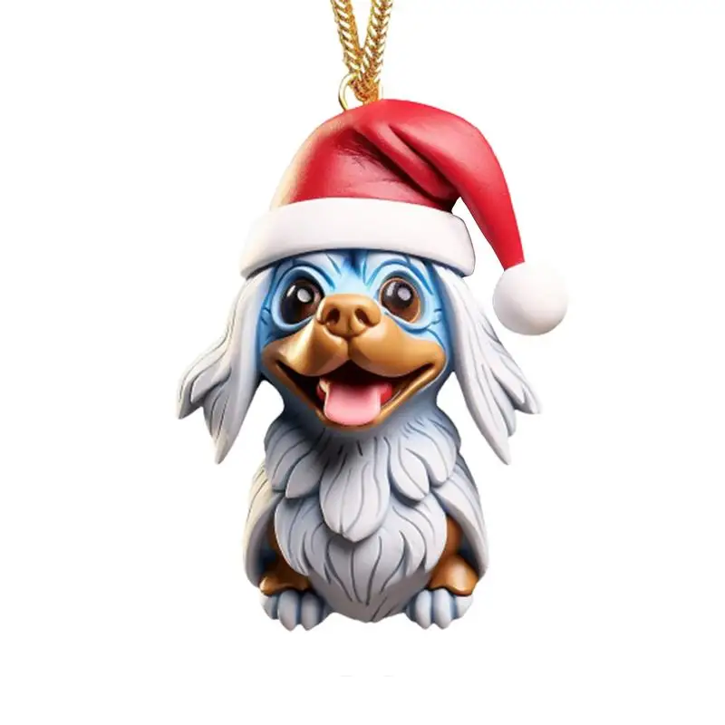 Cute Dog Ornaments Christmas Tree Cute Cartoon Acrylic Drop Pendant Party Favors For Birthday New Year Halloween Car Interior