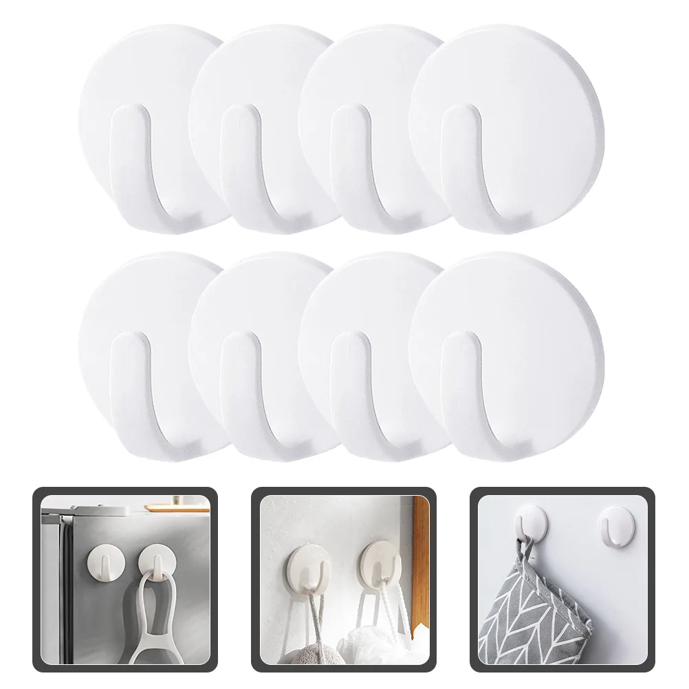 8 Pcs Hangers Heavy Duty Magnet Hooks Magnetic for Hanging Clothes Rack White Abs