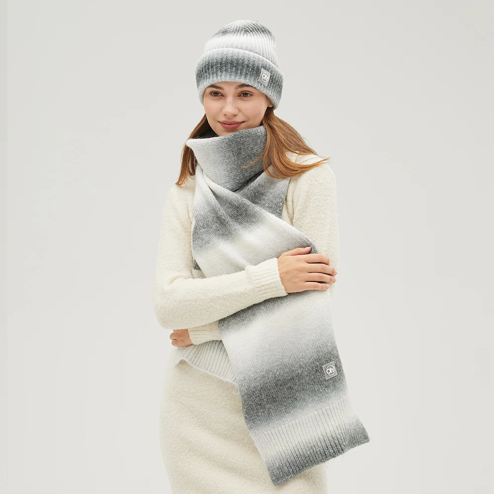 OhSunny المرأة الشتاء المشي لمسافات طويلة الأوشحة بيني الدفء قطعتين مجموعة، الحرارية قبعات متماسكة وشاح، في الهواء الطلق الباردة واقية قبعة منديل #6