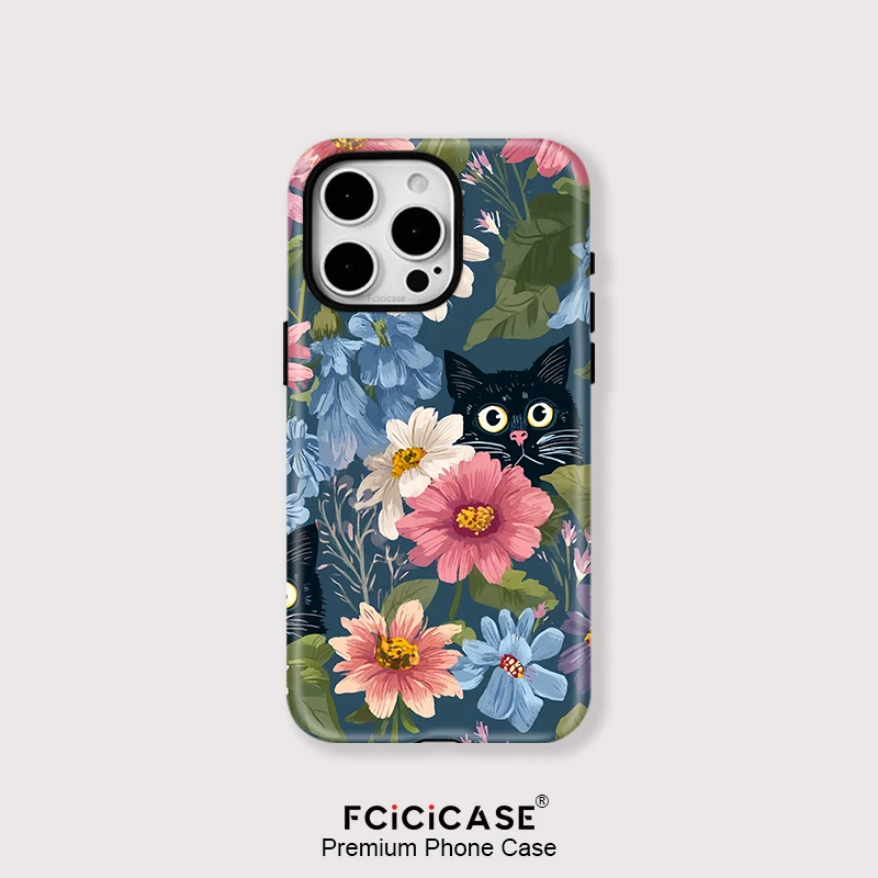Fcicicase 2 IN 1 magnetisch für Magsafe Flower Hülle für iPhone 16 15 Plus 14 13 Pro Max 12 11 stoßfeste Acryl-TPU+PC-Abdeckung