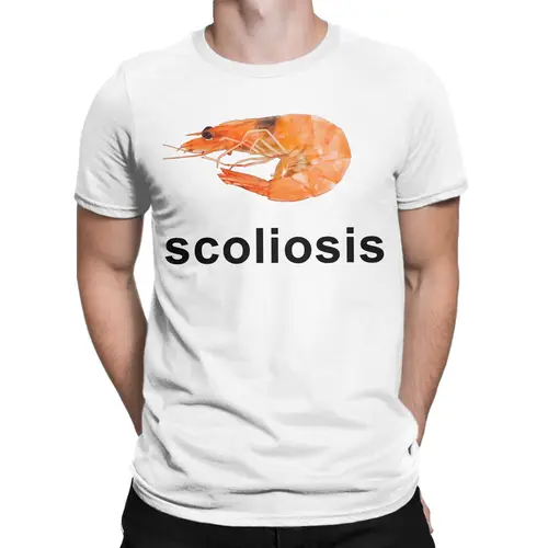 Imagen 2 del producto Camisetas Scoliosis de gambas y gambas para hombre, camisetas 100% de algodón a la moda para hombre, camisetas con cuello redondo, ropa de manga corta de talla grande