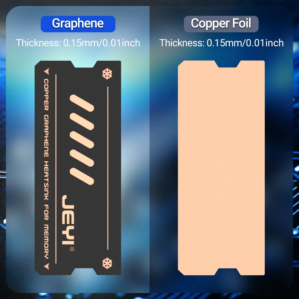 JEYI Graphene Laptop RAM Heatsink, Dual-Layer Graphene and Copper Foil Design Cooler Memory Radiator for DDR5 DDR4 DDR3 DDR2