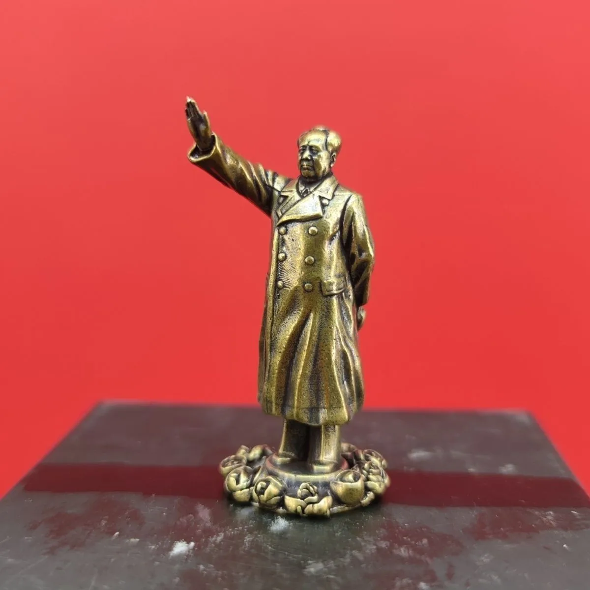 58mm Solid Brass China Chairman Mao Statue Mao Zedong Sculptures Table Ornament