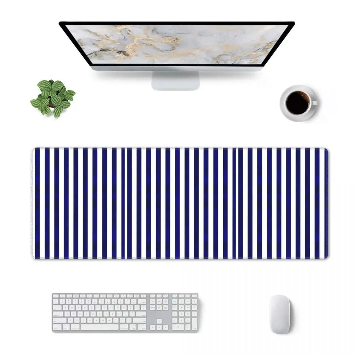 Large Mouse Pad Classic Stripes Navy Blue And White Gamer PC Laptop Mats Keyboard Carpet Computer Gaming Office Desk Mat