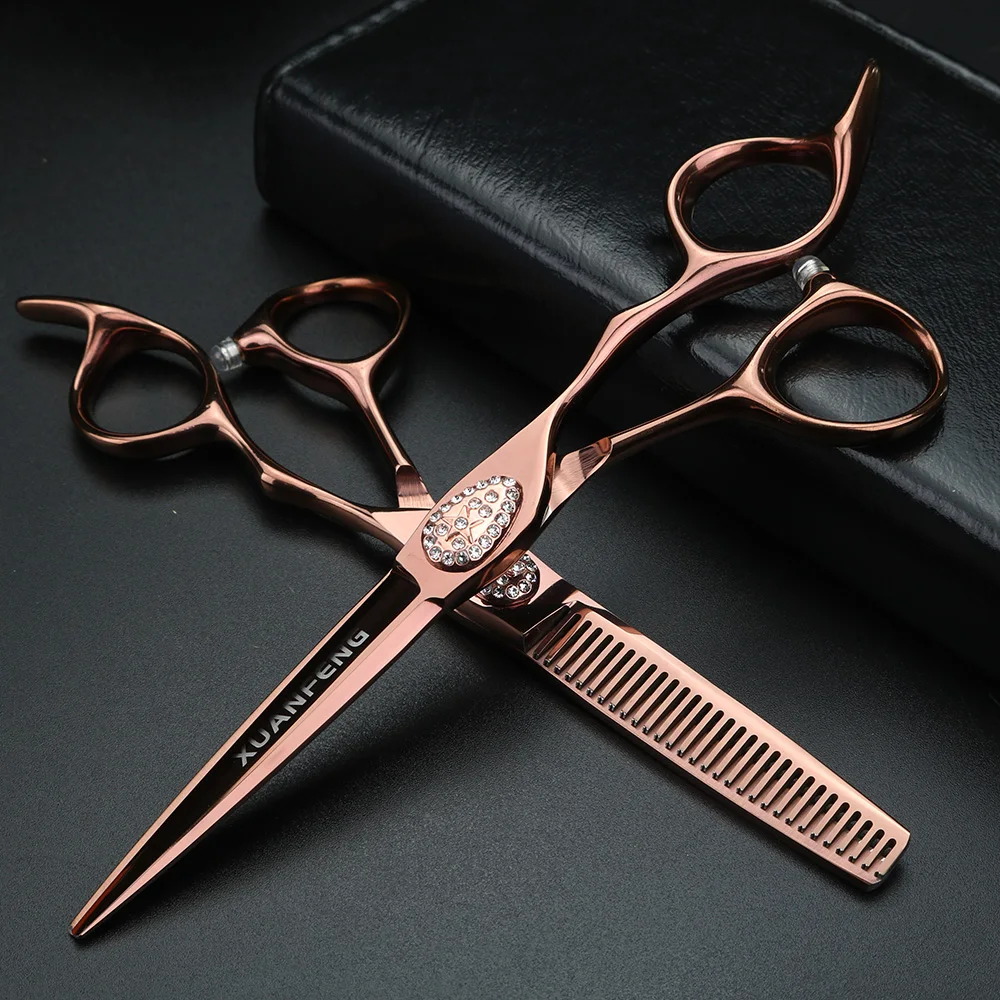 

XUANFENG Brass Hair Cutting Scissors and thinning Scissors 6 "440C Steel Barber Scissors, Suitable for Families