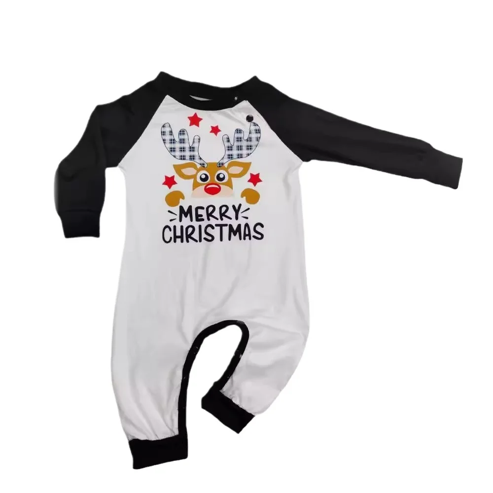 Checkered Deer Print Christmas parent-child Set European And American Fashion Deer Head two-piece Family Pajamas