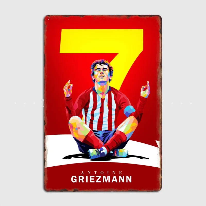 Antoine Griezmann Football Player Poster Metal Sign Posters Bedroom Custom Wall Decorations Room Decoration Interior Home Decor
