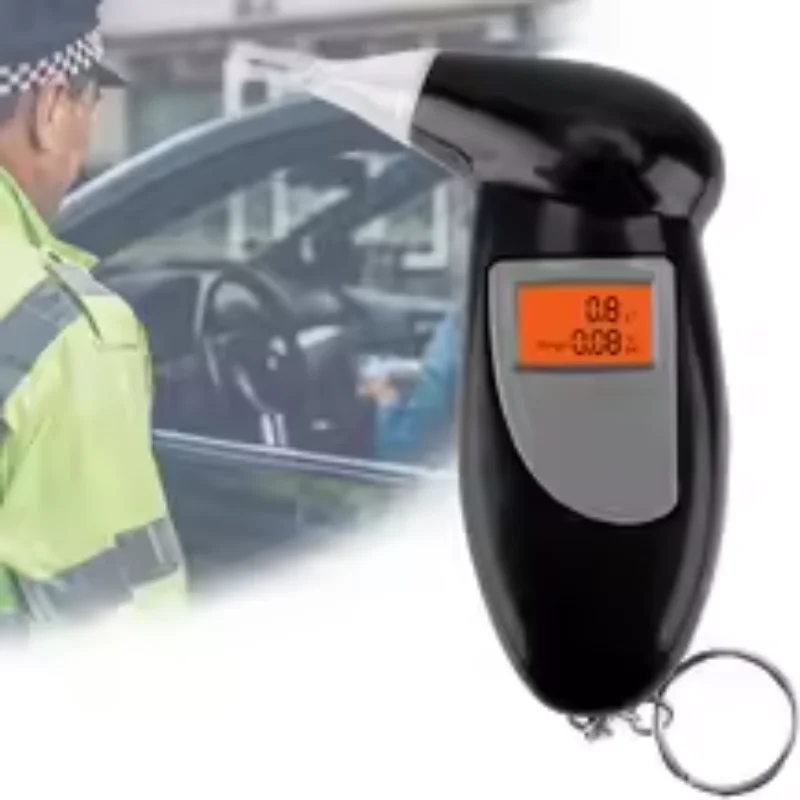 Breathalyzer Alcohol Tester Digital LCD Display Portable Keychain Personal BAC Detector with 5 Mouthpieces Home Travel Car
