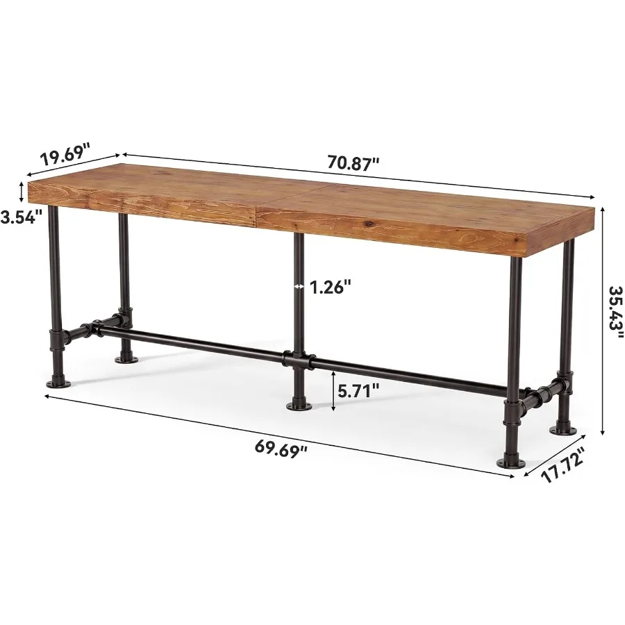 71-Inch Long Solid Wood Counter Height Dining Table