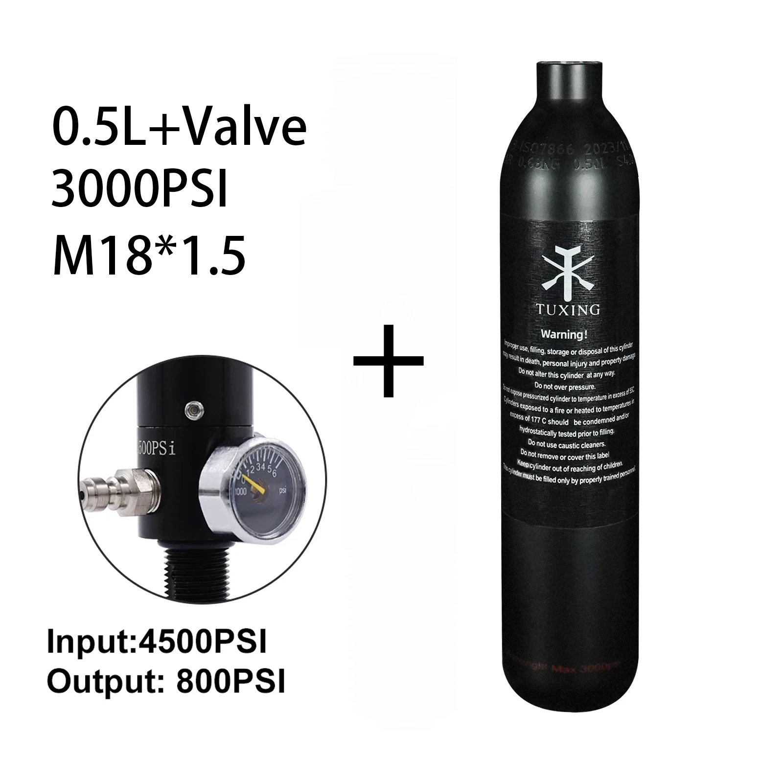 Imagem -06 - Tuxing-cilindro de Alumínio com Válvula Reguladora Tanque de ar Alta Pressão Oxigênio Co2 Enchimento de Garrafas M18 1.5 0.5l 500cc 30mpa 3000psi