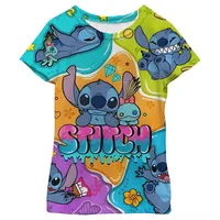New Kawaii Lilo Stitch Cartoon T Shirt Children Kids Stitch Cute Manga T-shirt Y2k Graphic Tshirt Girl Boy Top Tees Lilo Stich