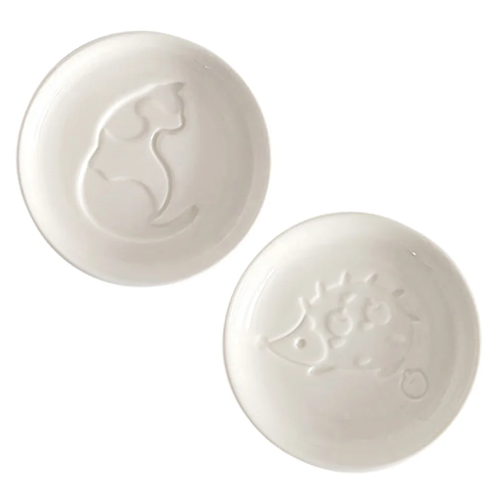 

2Pcs Sauce Plate Mini Cartoon Pattern Round Dish for Soy Sauce Dipping Bowls Creative Small Saucer Home Restaurant Hotel