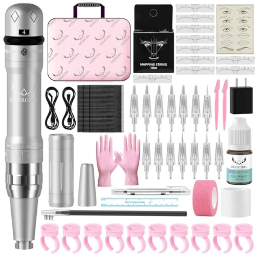 

Wireless Makeup Machine Kit Micropigmentation Microblading Pen Eyebrow Tattoo Kit with 15PCS Ink in Various Colors for Long-Las