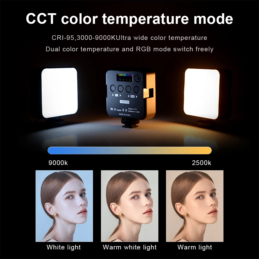 Camvate ไฟ LED เติมแสงแบบพกพา RGB ไฟ LED แบบพกพาไฟวิดีโอขนาดเล็กสำหรับกล้องจอมอนิเตอร์สมาร์ทโฟน GoPro แล็ปท็อป selfie ปรับได้