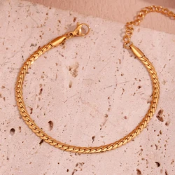 2023 Waterproof Fashion 18k Gold Plated 316L Stainless Steel Cuban Chain women's hand bracelets Bangles for Women