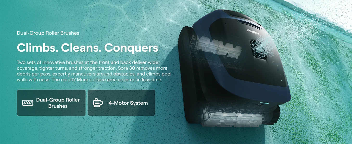 Neuer Beatbot Sora 30 Kabelloser Roboter-Poolreiniger, 300 Min. Laufzeit, 6800 GPH Boden-/Wand-/Wasserlinien-/Plattformreiniger, für Innen- und Aufstellpools – Detail 8